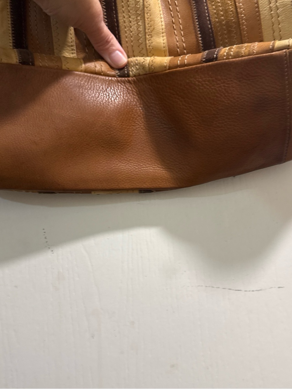 Fossil vintage Tan and Brown Striped Leather Shoulder Bag - Picture 8 of 15